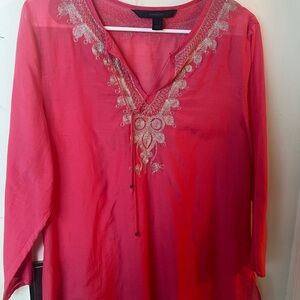 Express Fuchsia Embroidered Tunic